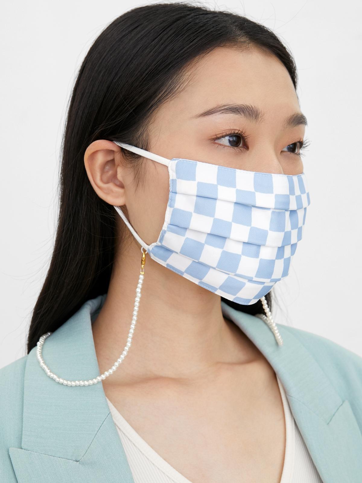 Sustainable Check Print Reusable Mask - Blue Sustainable Check Print Reusable Mask - Blue
