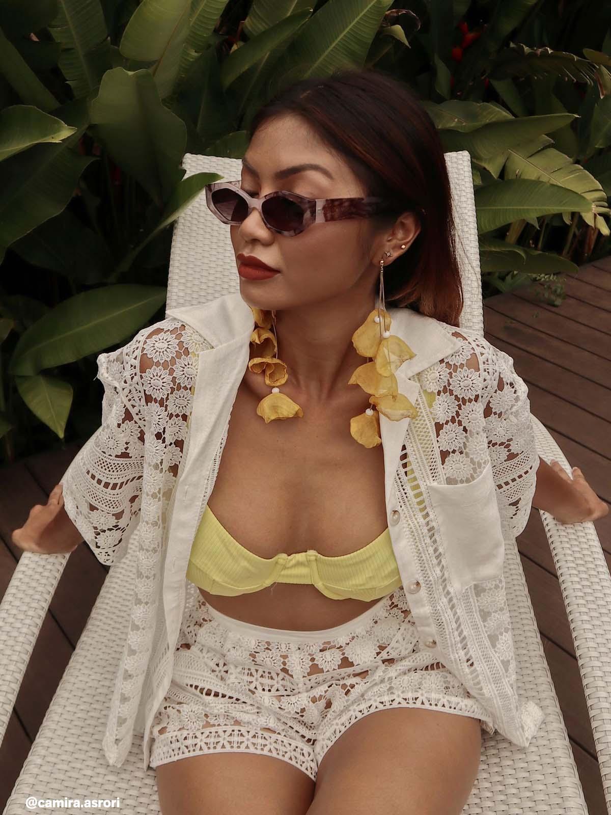 Janesuda x Pomelo Lace Short Sleeve Top - White