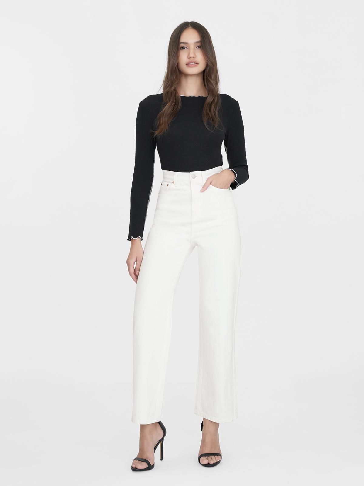 Water Neutral Straight Leg High Waisted Denim - White