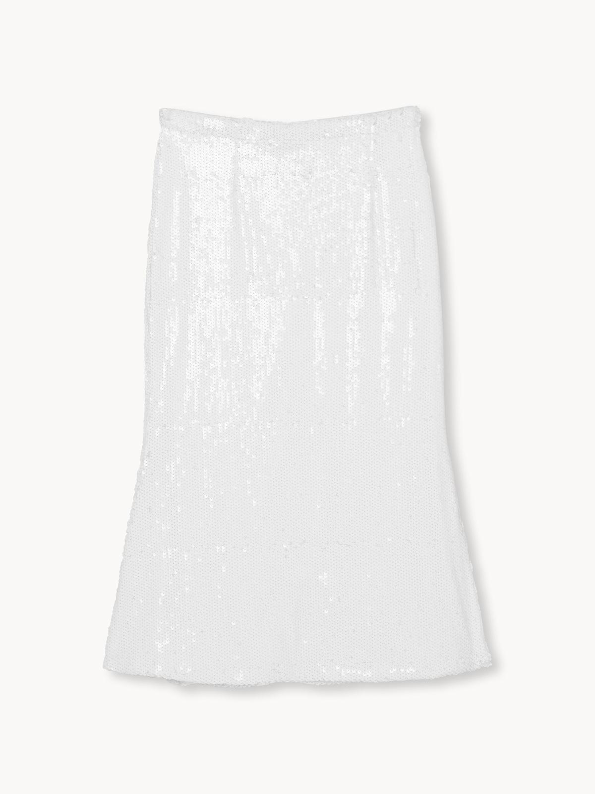 High Waisted Sequined Skirt - White