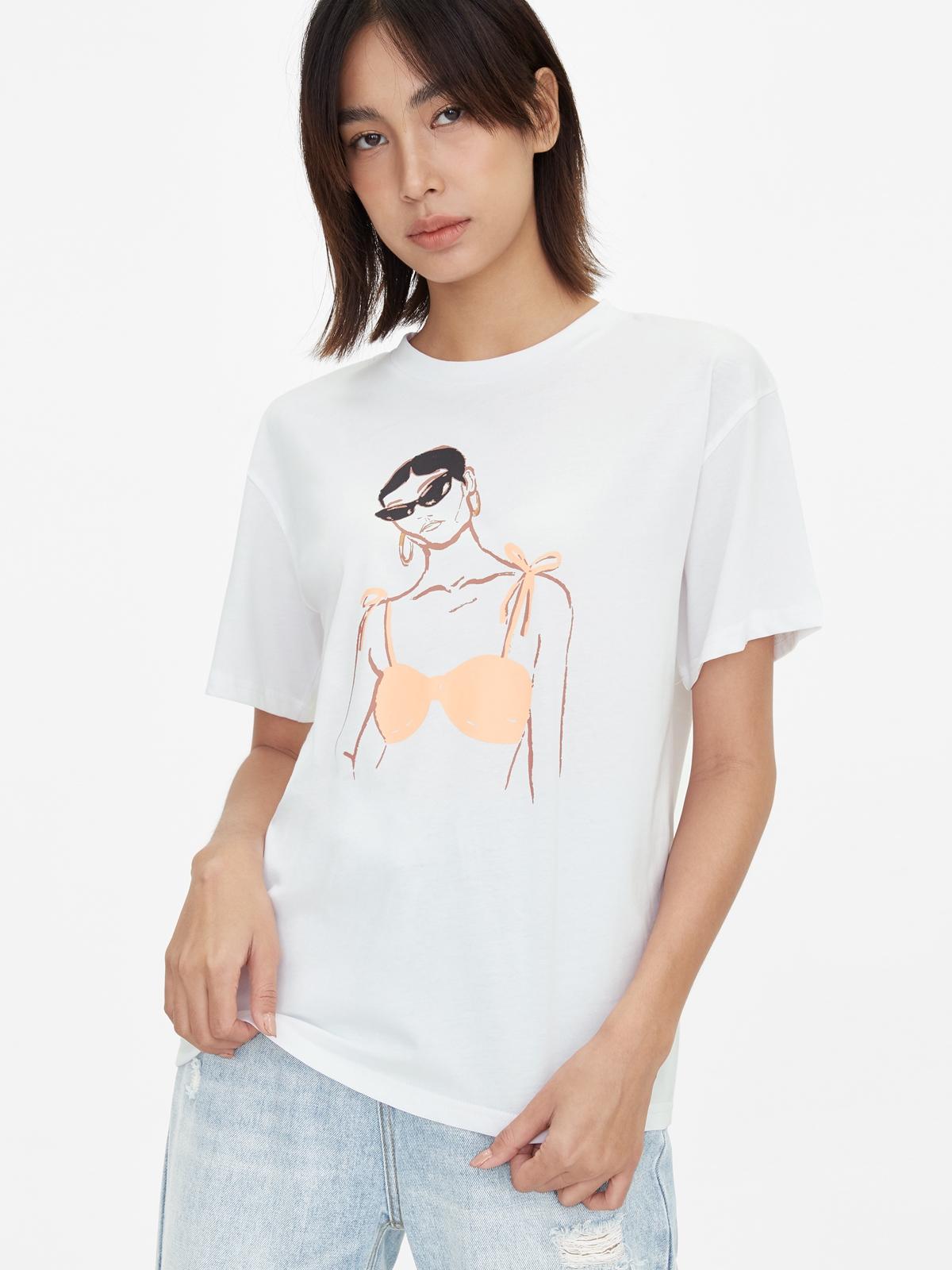 Woman In Sunglasses Graphic Tee - White