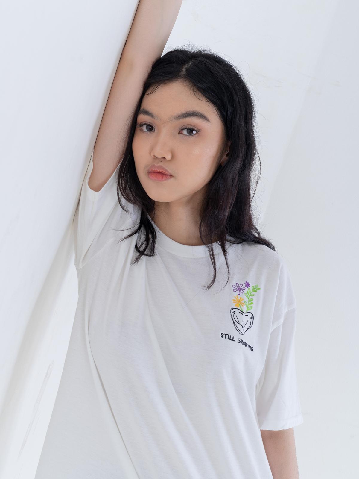 Still Growing Embroidery Tee - White
