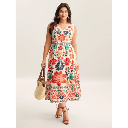 Floral Drama Cinched-Waist Maxi Dress