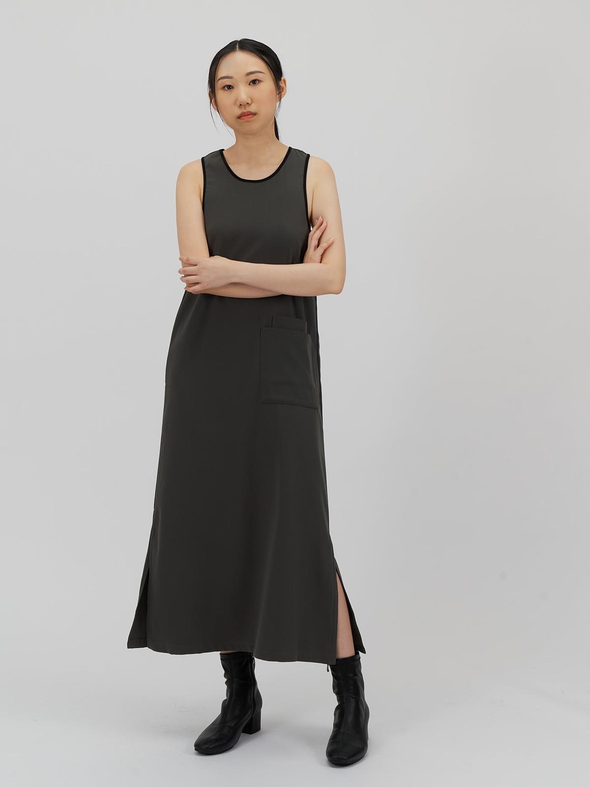 Classic Contrast Narrow Tank Dress - Earl Grey