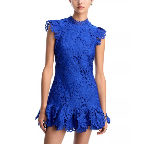 AQUA Mock Neck Lace Shift Dress - Exclusive
