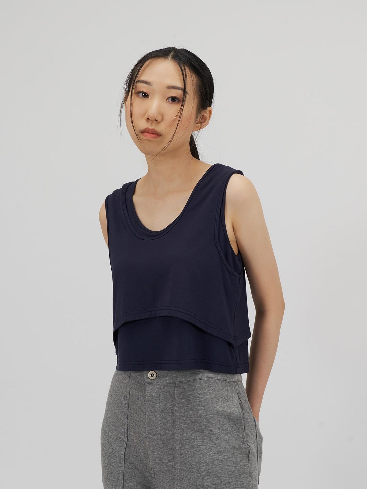 Classic Two Piece Crop Tank - Navy