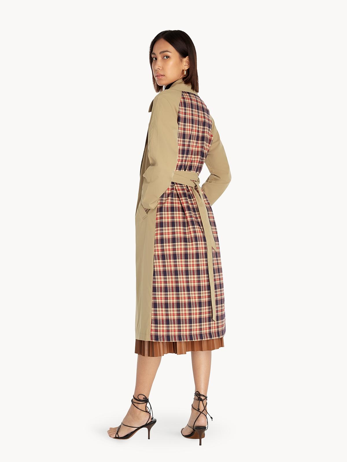 Plaid Back Trench Coat - Beige