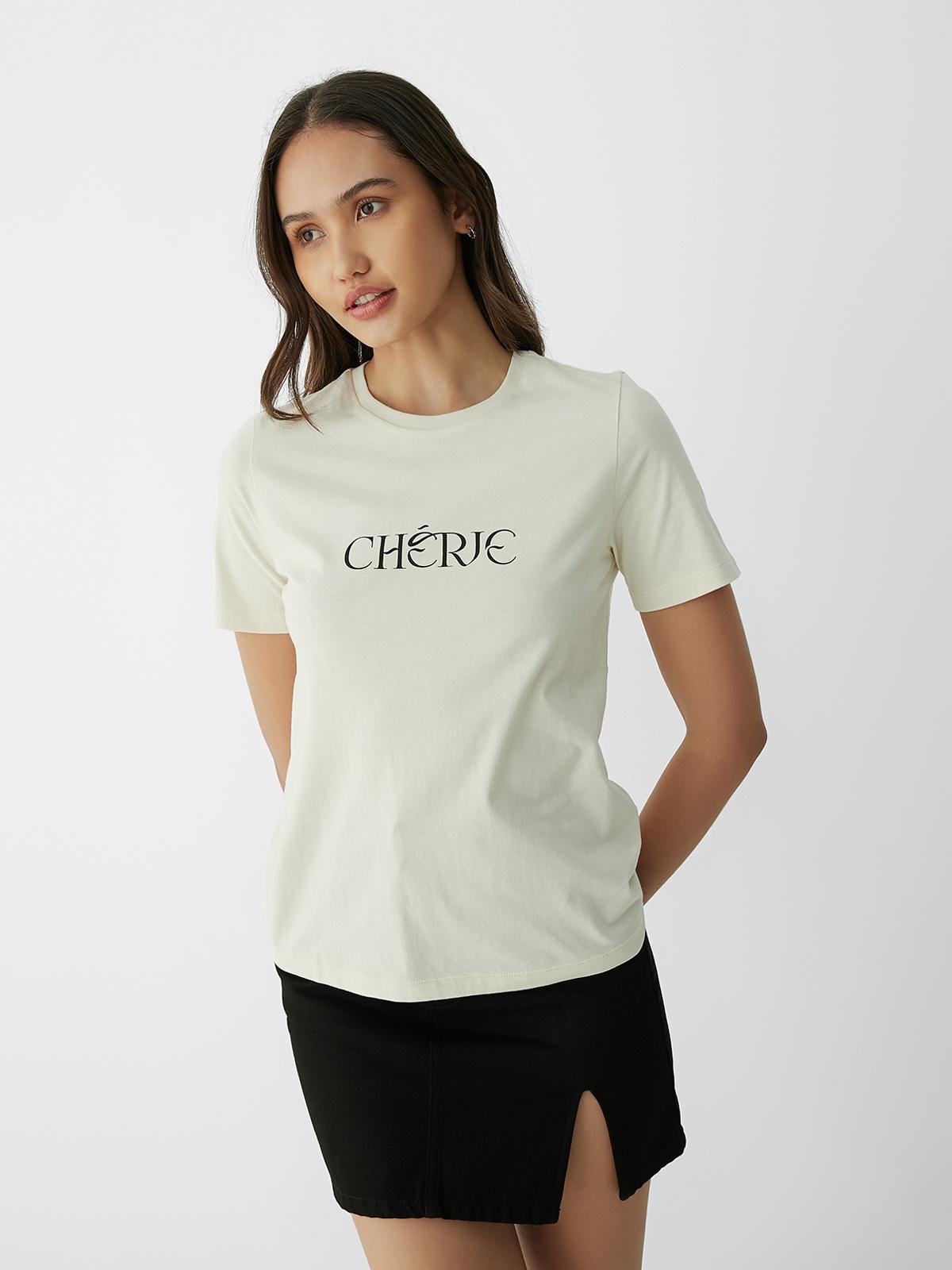 Cherie Graphic Print Tee - Beige
