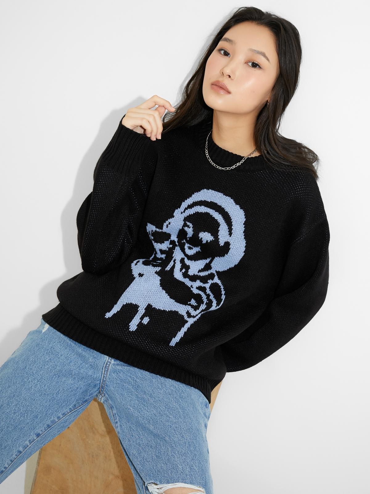 Wonder Visitor x Gun Girl Knit Sweater - Black