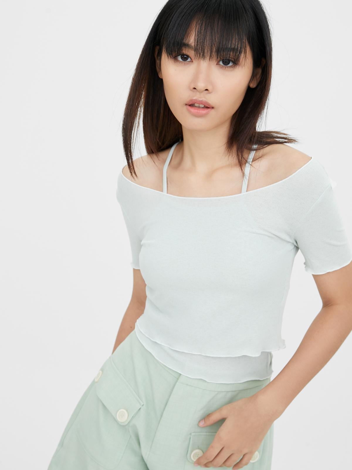 Layered Off Shoulder Strap Top - Mint