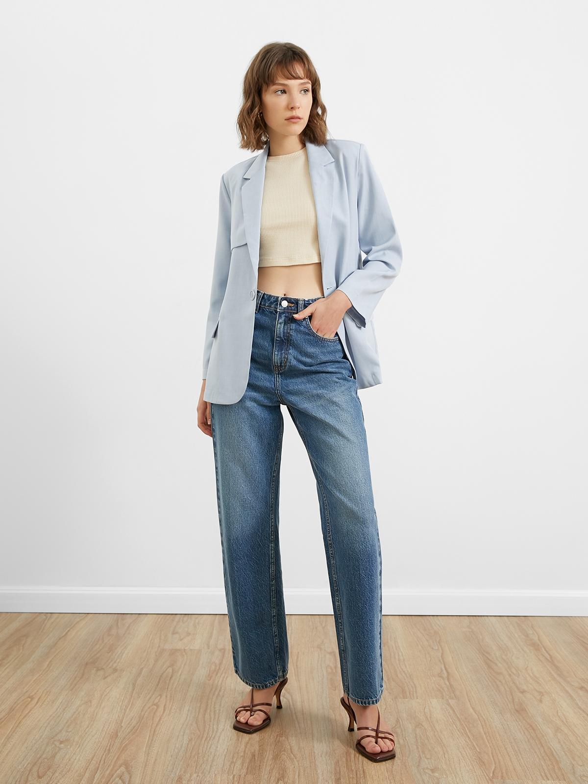 Bow Detail Blazer - Light Blue