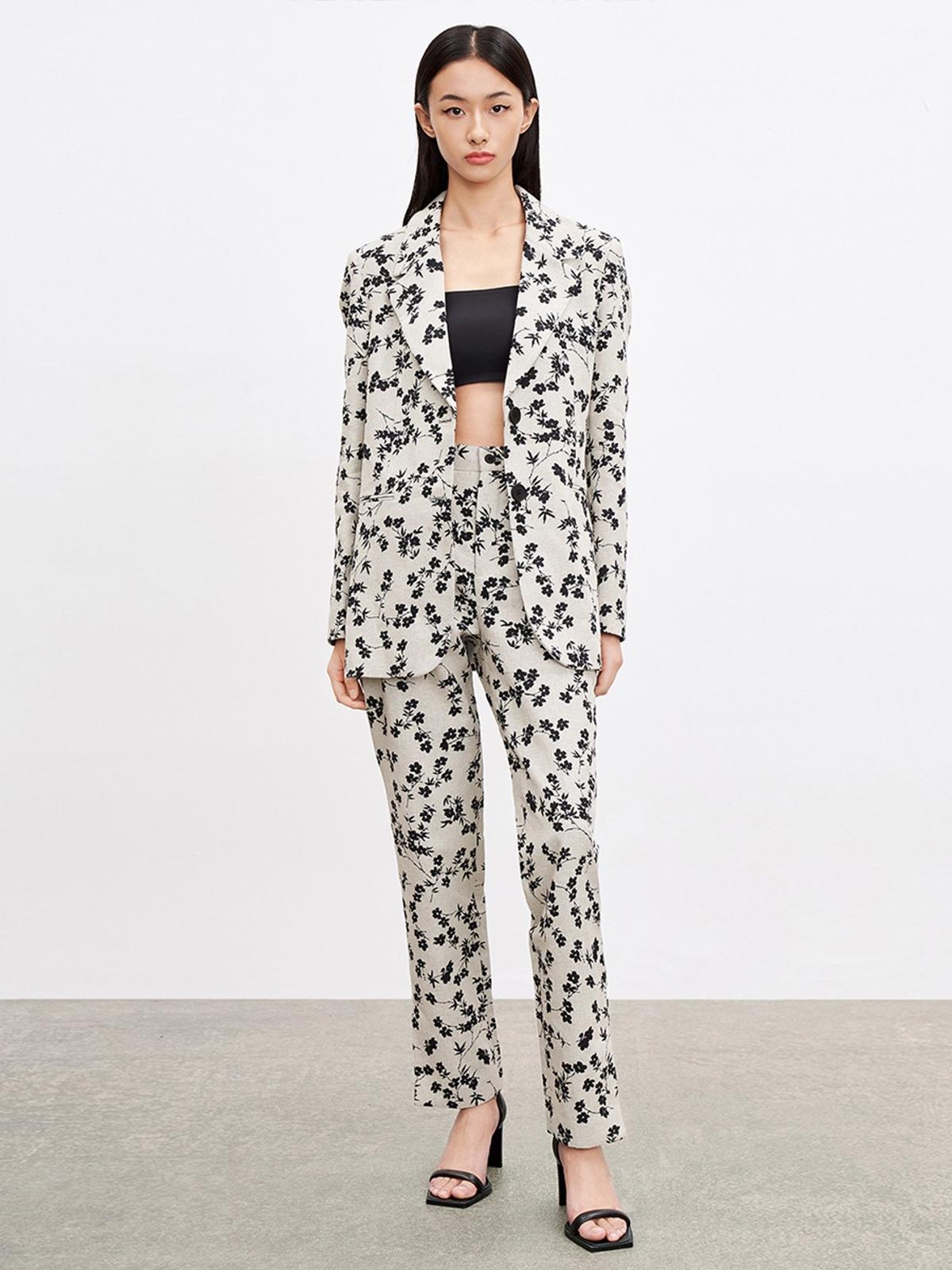 Floral High Waist Long Pants - Multi Color