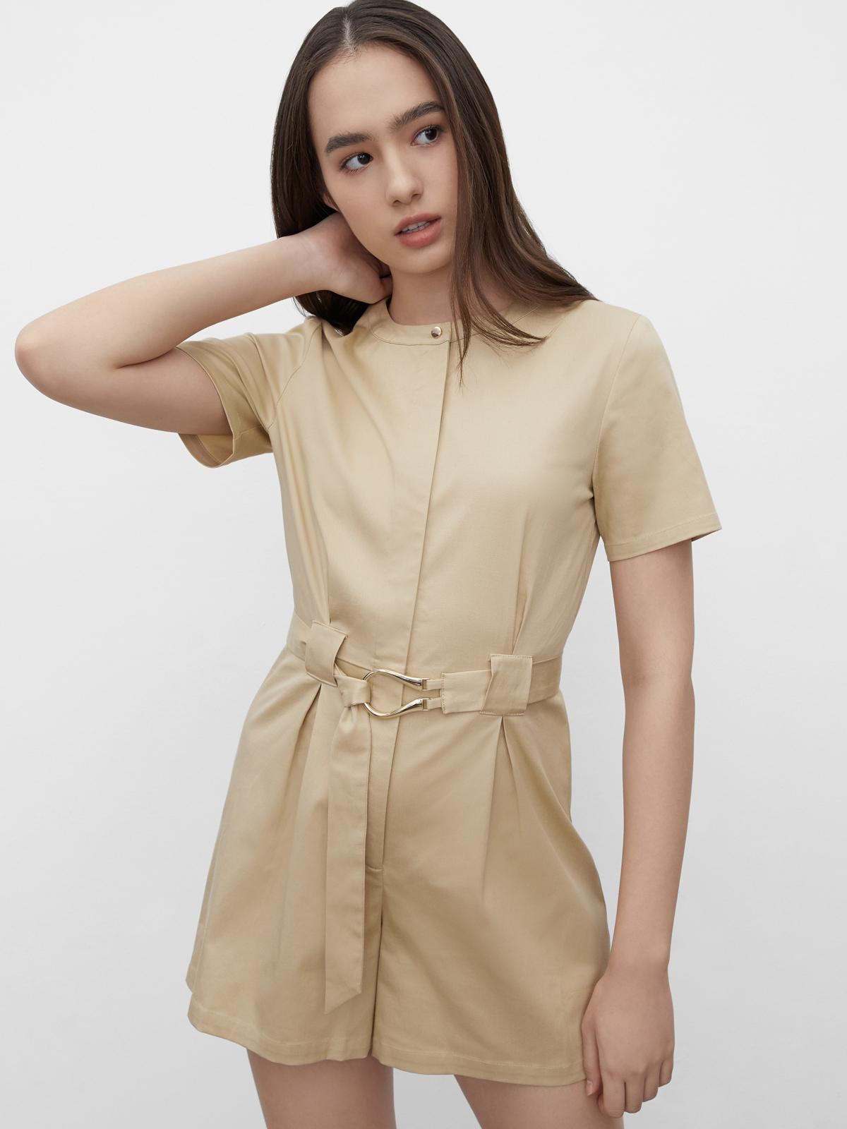 Sustainable Metal Belt Romper - Beige
