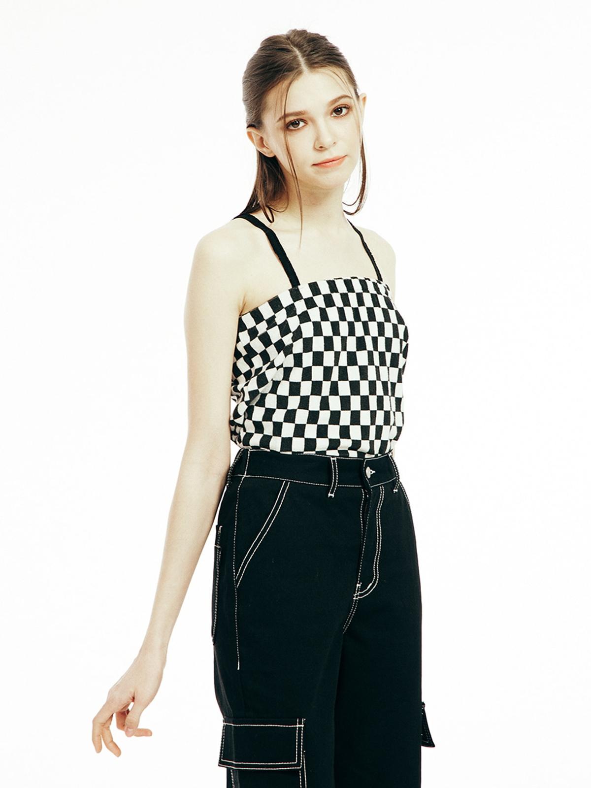 Andtheother X Checker Top - Black