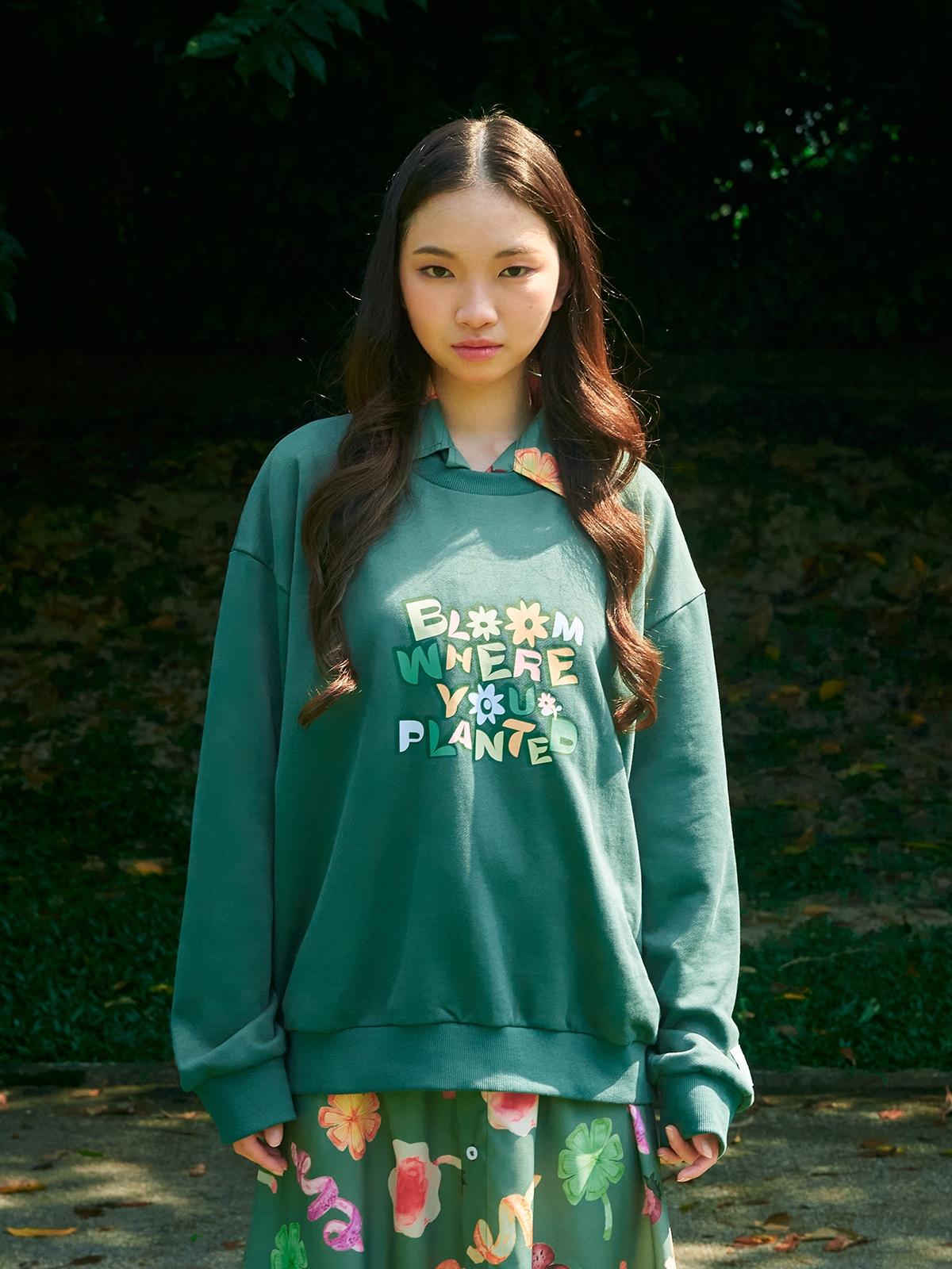 Green Floral Sweater - Green