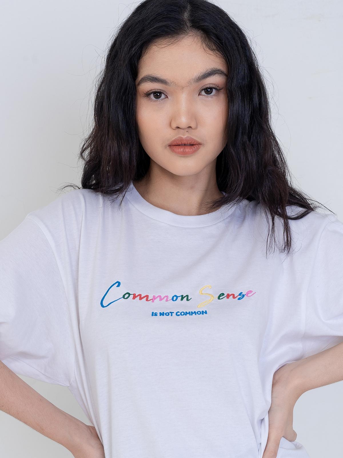 Common Sense Embroidery Tee - White