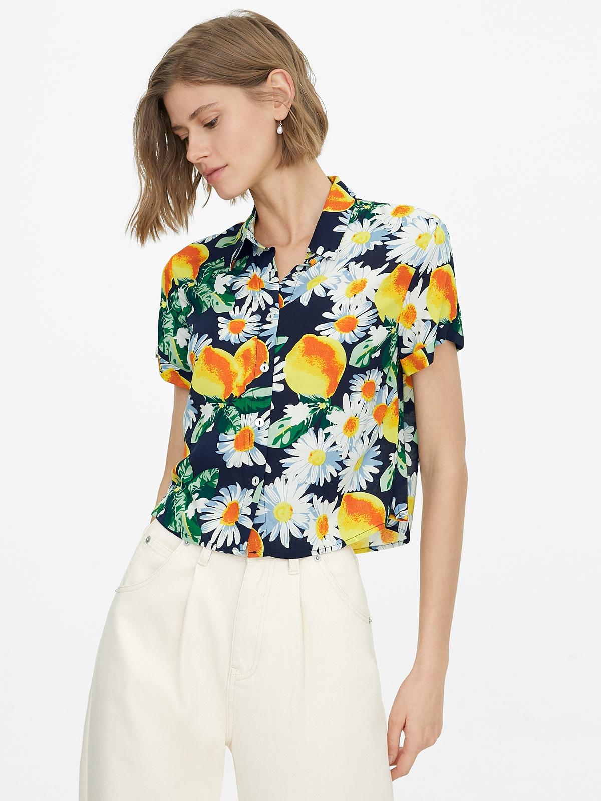 Buttoned Down Floral Shirt - Navy