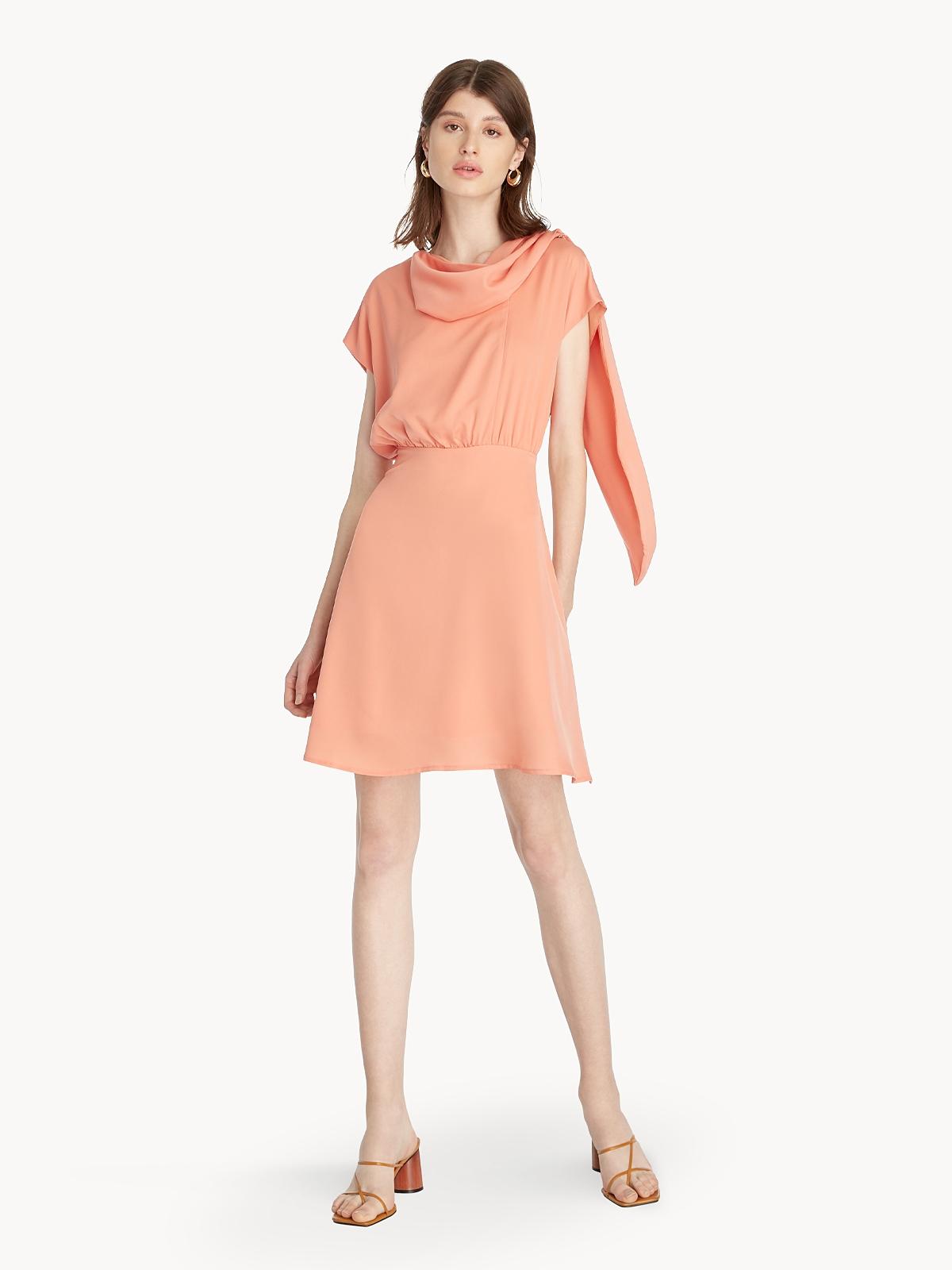 Cowl Neck Dress - Orange