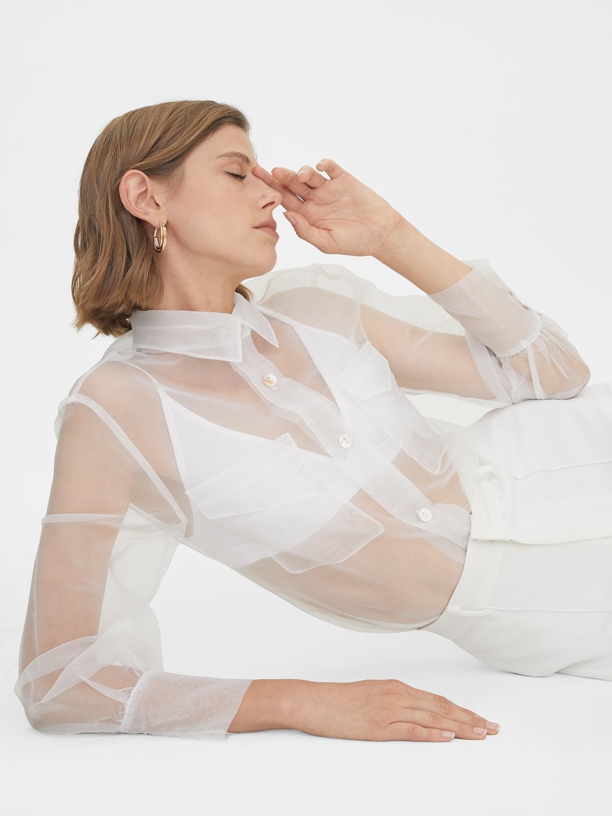 Sheer Buttoned Down Top - White