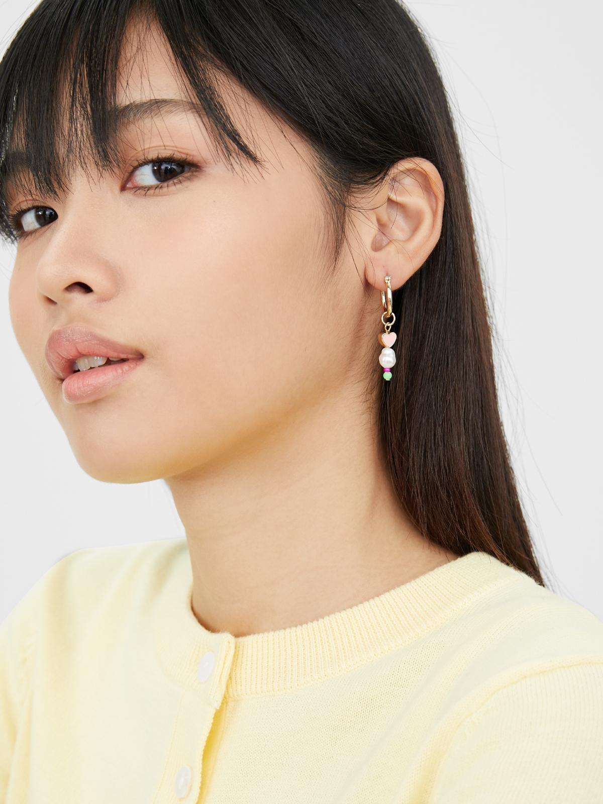 Set of 2 Bead  Hoop Earrings - Gold