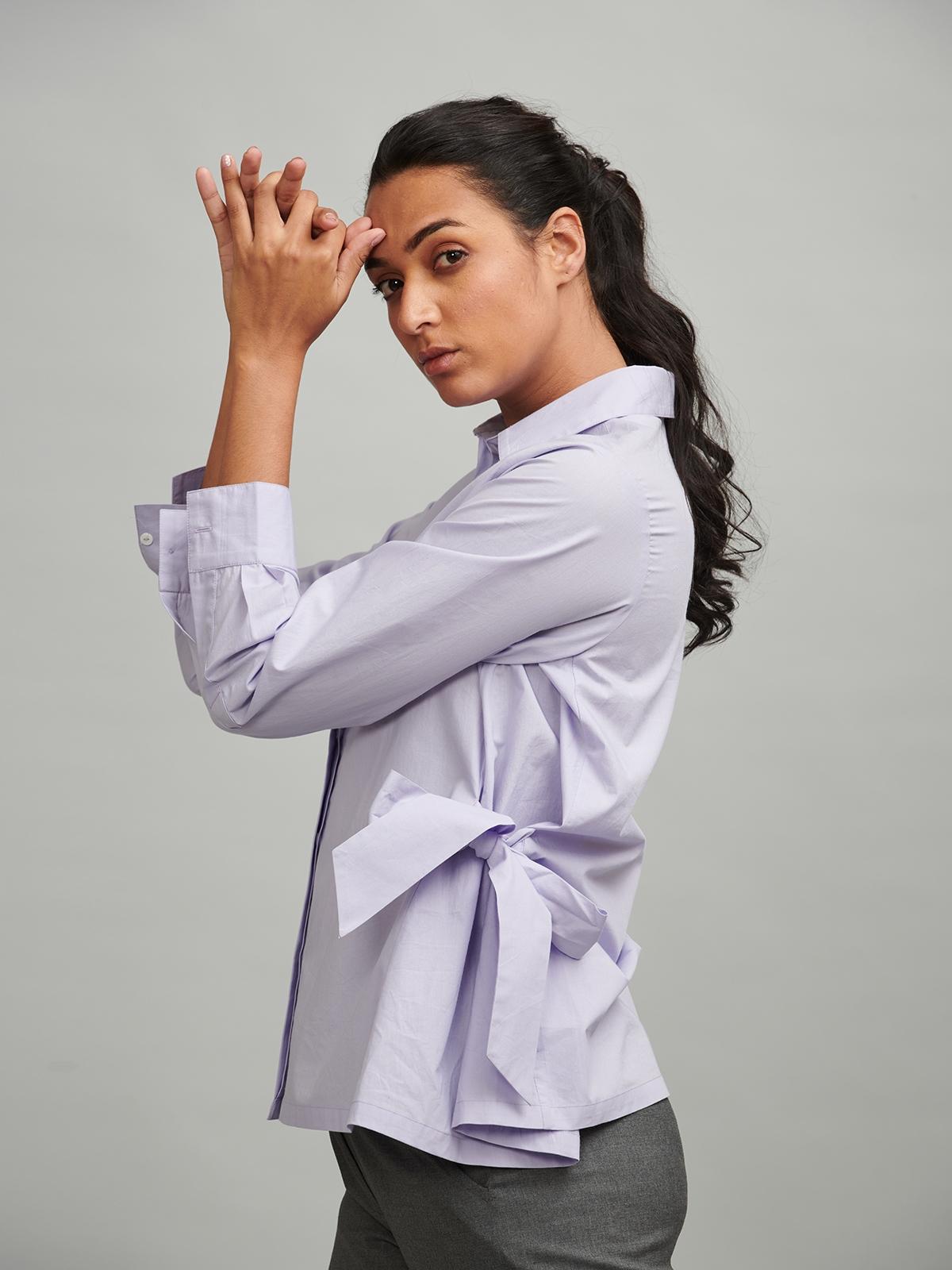 Side Tie Shirt - Purple