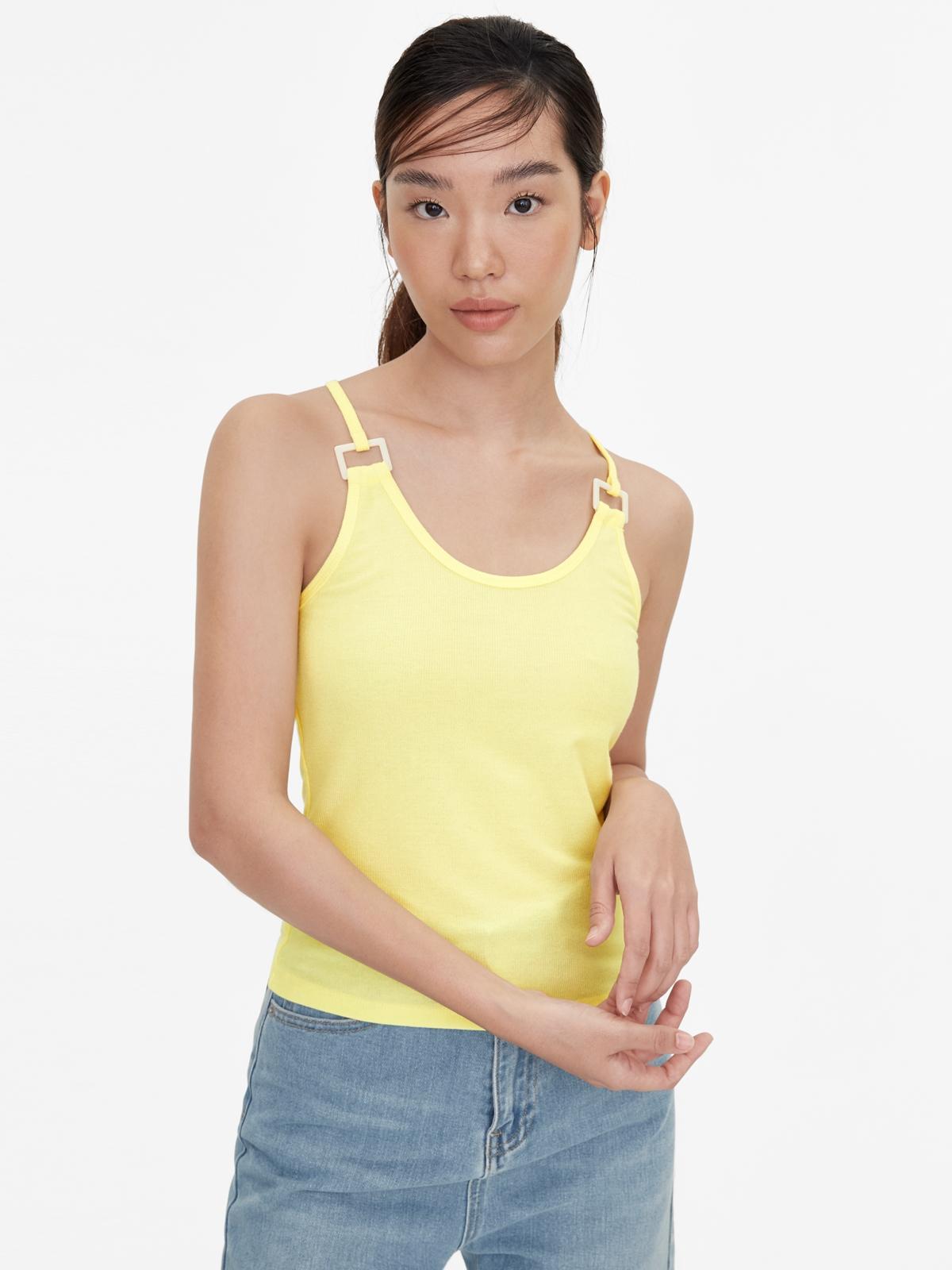 Cross Back Oval Neck Cami - Yellow