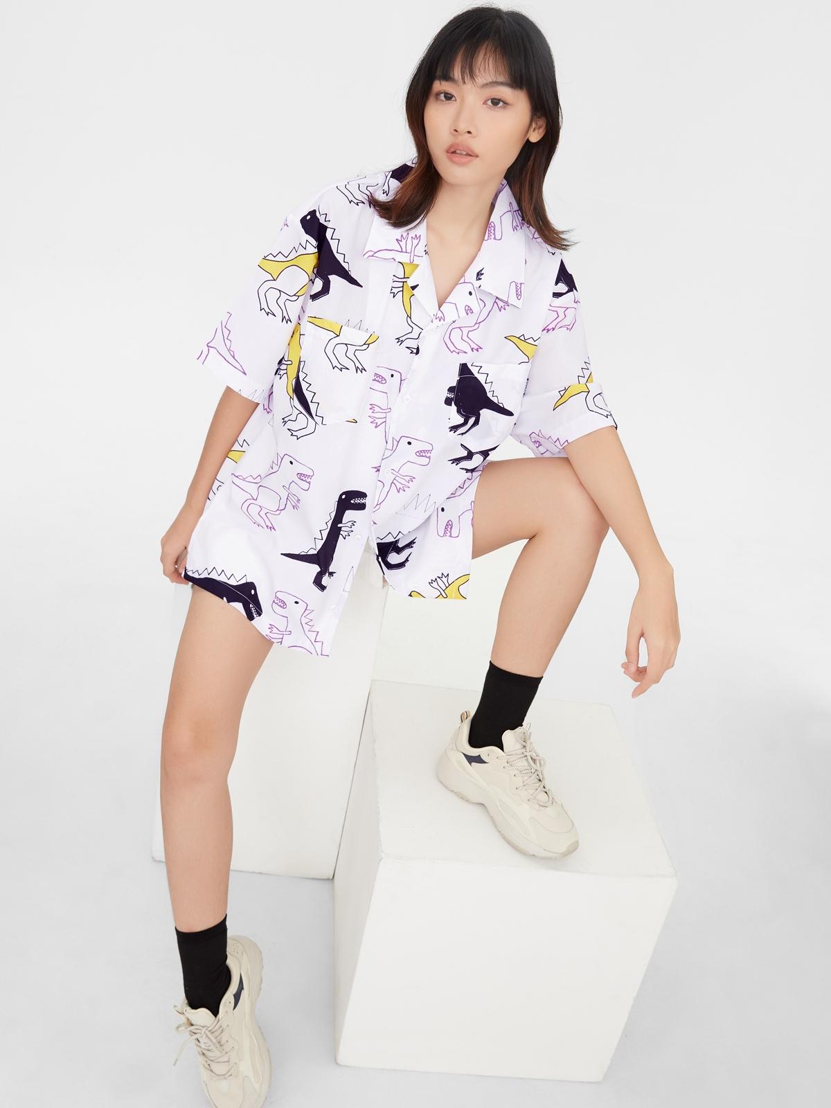 Youthbath x Graphic Pattern Dinosaur Shirt - White