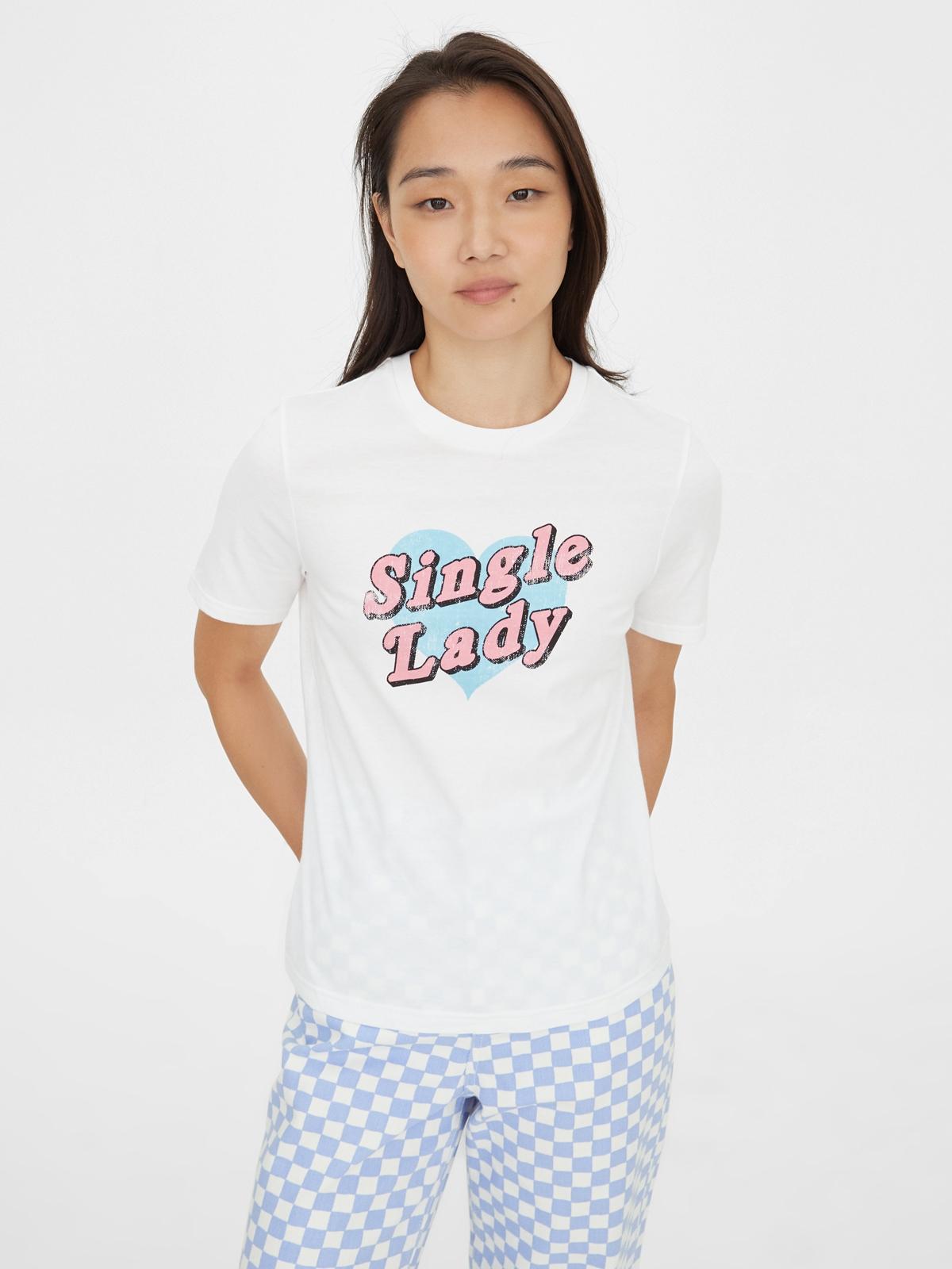 Sustainable Cotton Single Lady Graphic Tee - White
