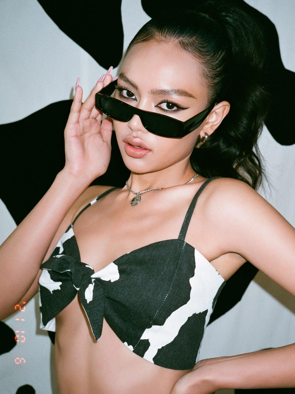 Cow Print Bow Top - White