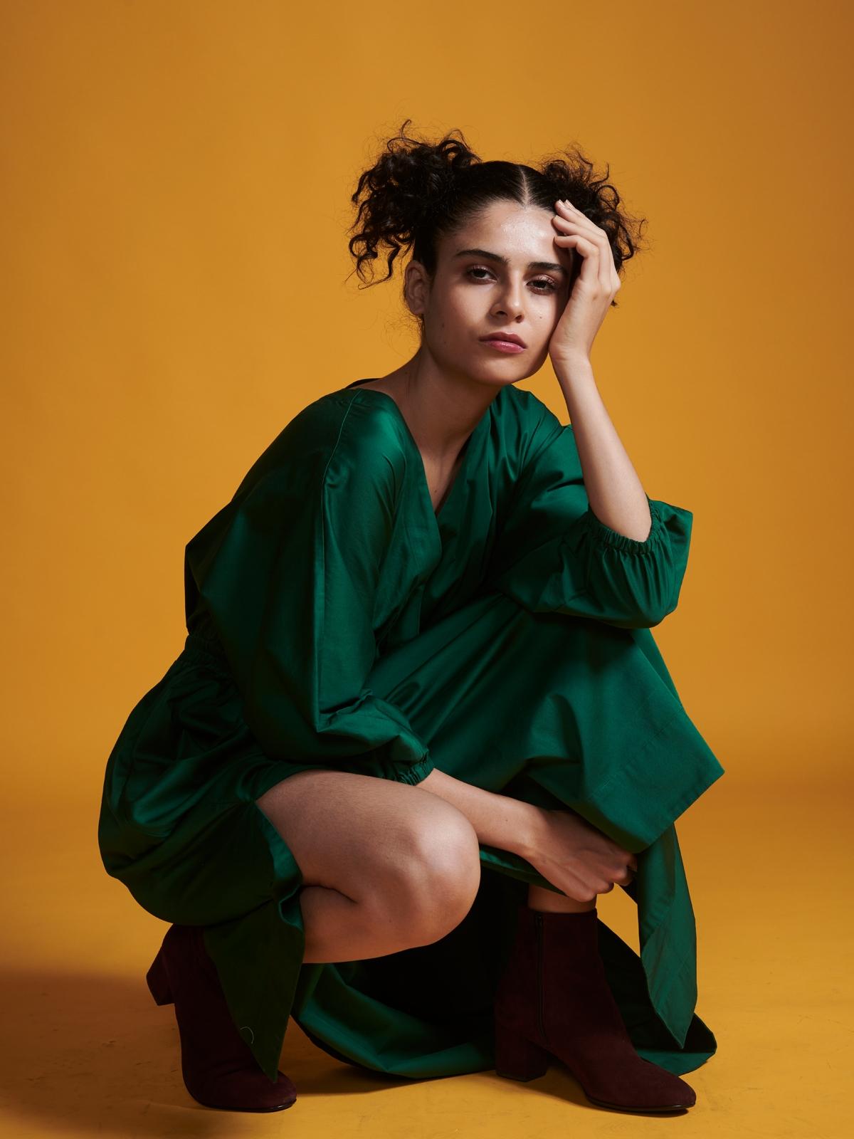 Surplice Waisted Midi Dress - Forest Green