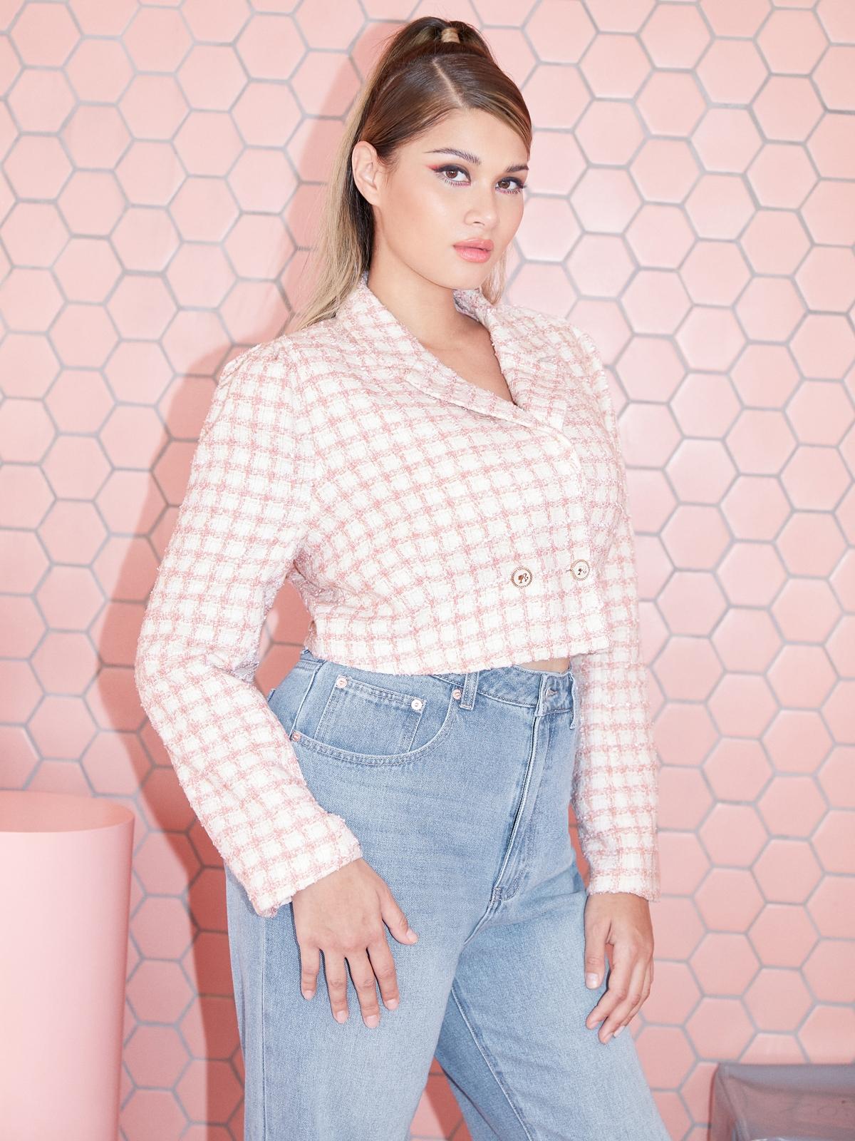 Barbie™ x Pomelo Double Breasted Crop Blazer - Pink