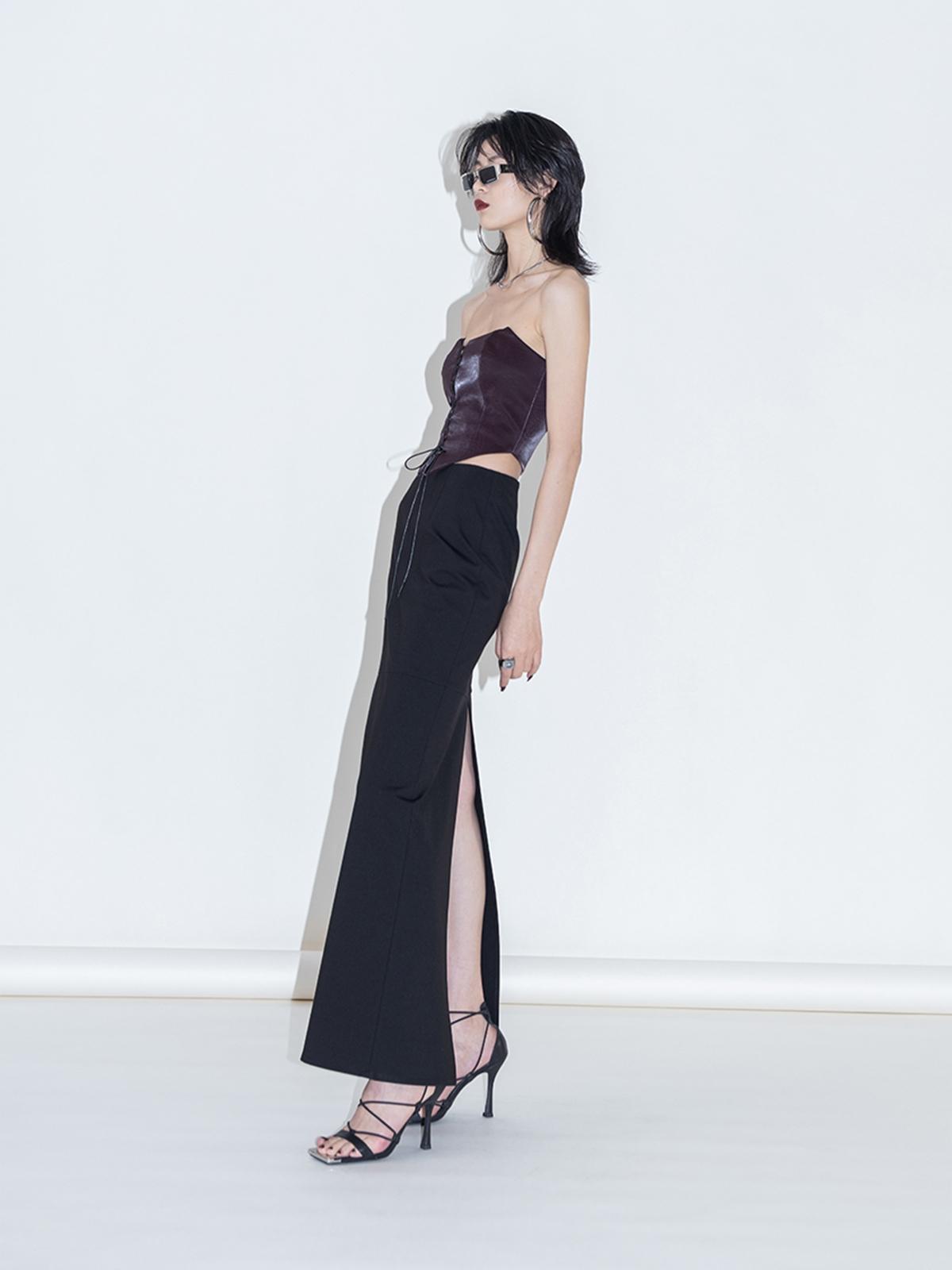 Back Slit Longuette - Black