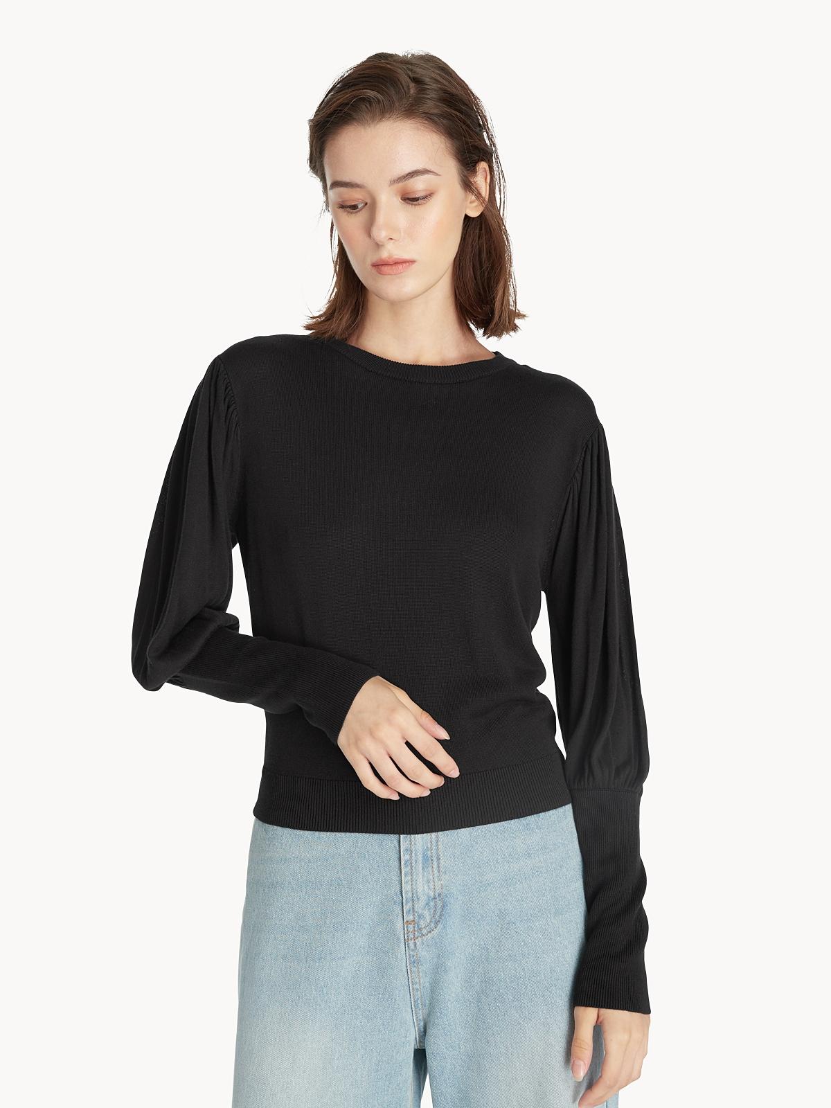 Puffed Sleeve Sweater - Black