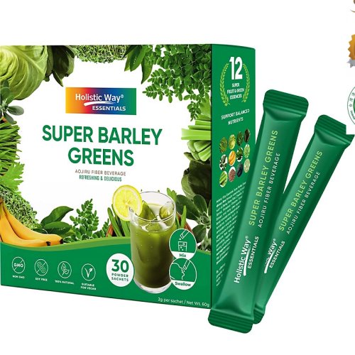 Holistic Way Essentials Super Barley Greens [Aojiru Fiber Beverage] — Halal and Vegan (30s)