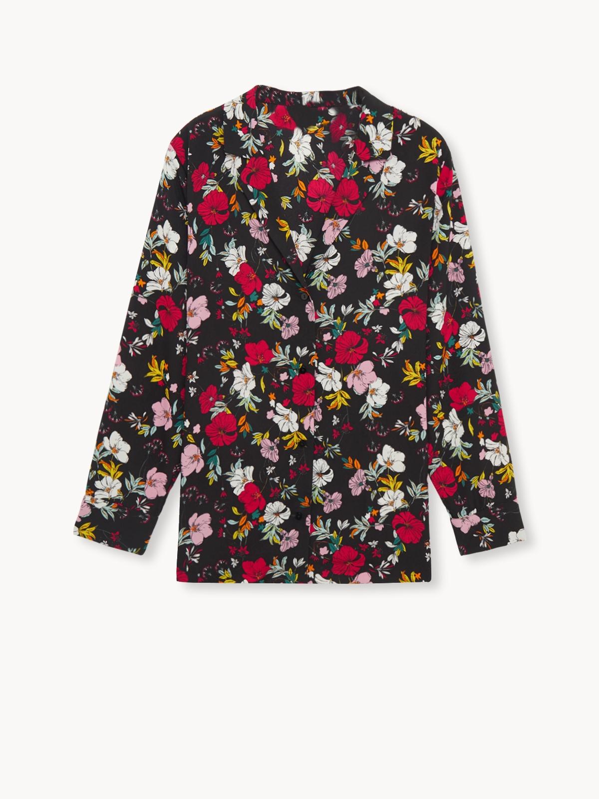 Loose Floral Shirt - Black