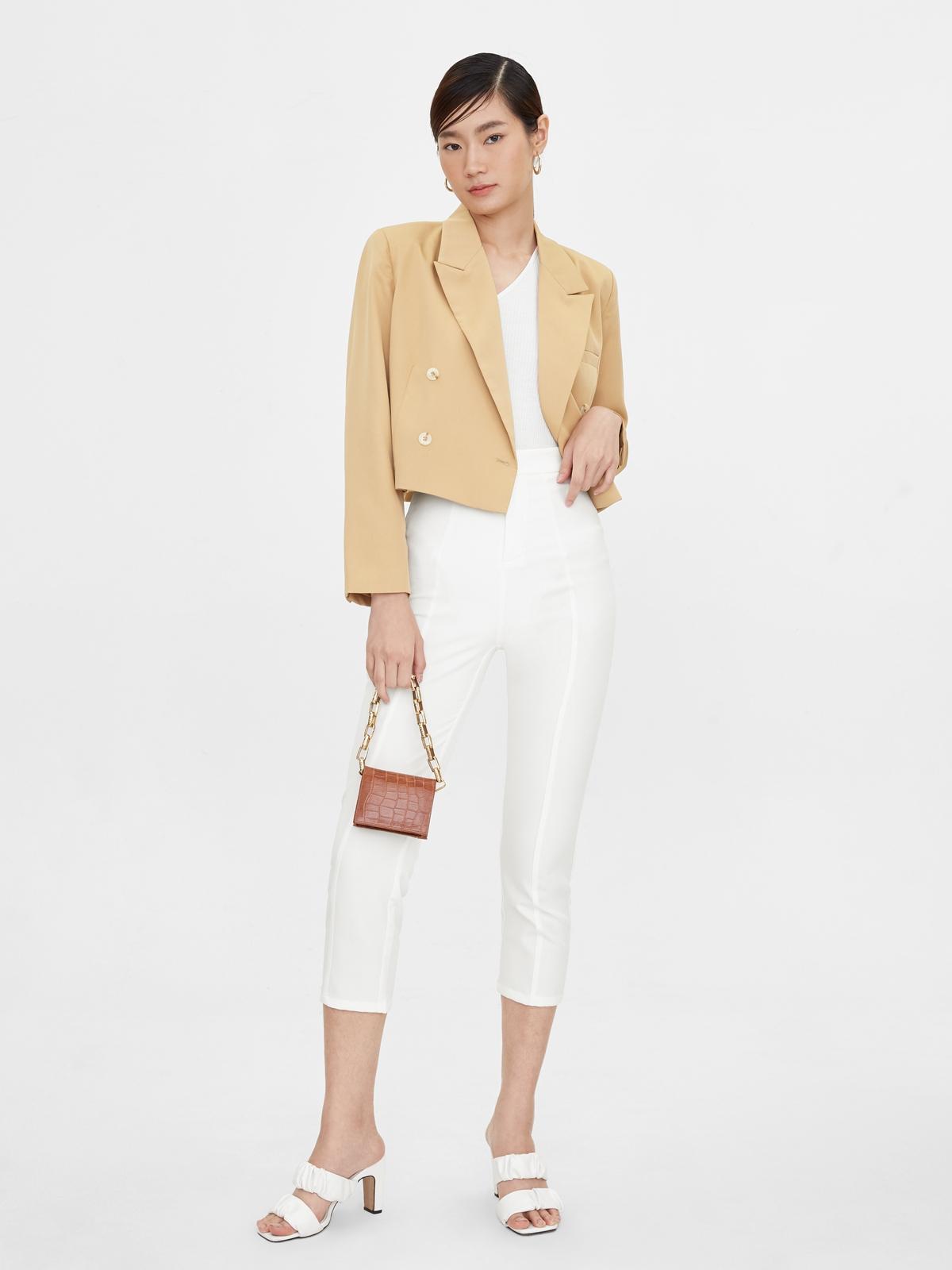 Cropped Skinny Cigarette Pants - Off White