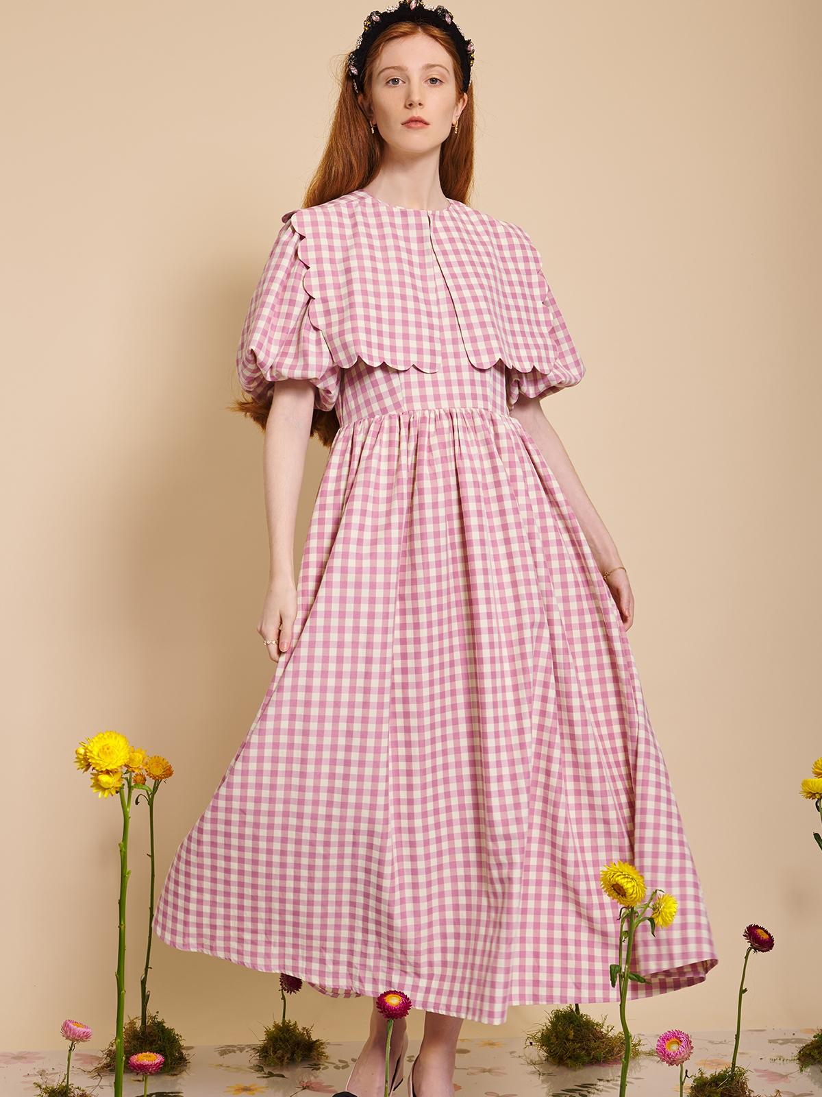 Daughter's Gingham Midi Dress - Pink