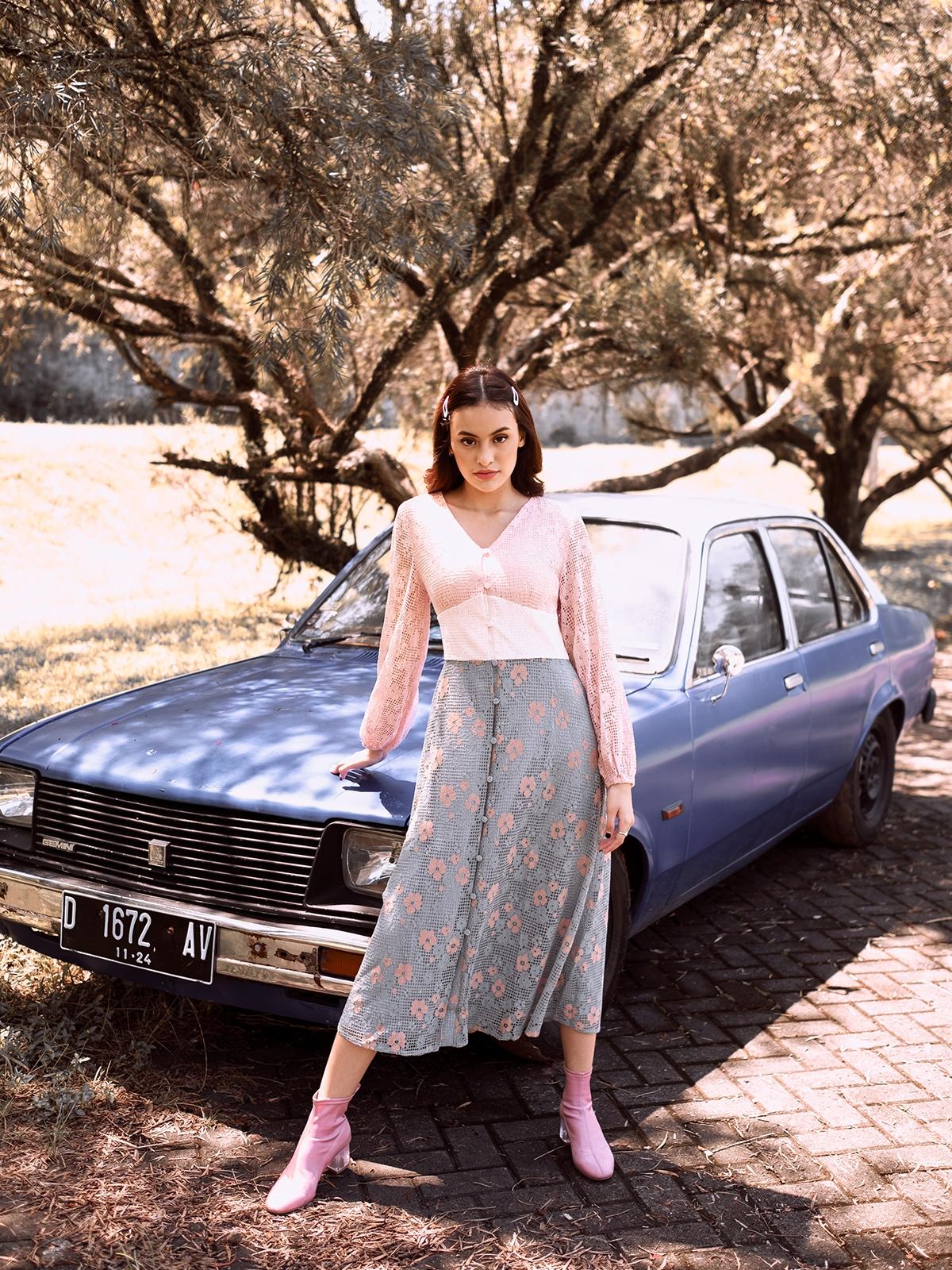 Maxi Floral Buttoned Up Dress - Pink