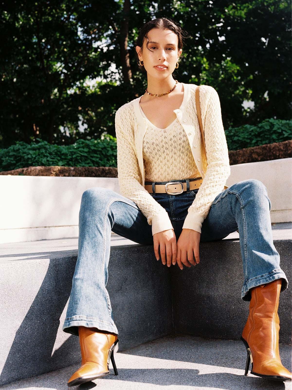 Sustainable V Neck Tank Top - Beige Sustainable V Neck Tank Top - Beige