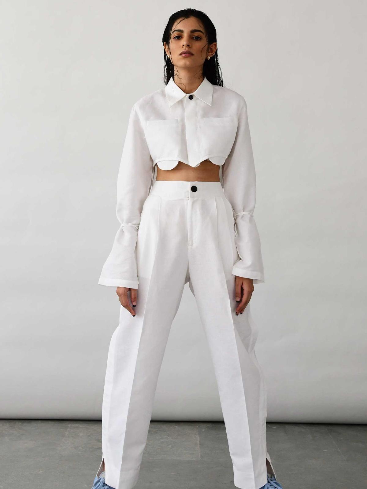 Pleated Linen Pants - White