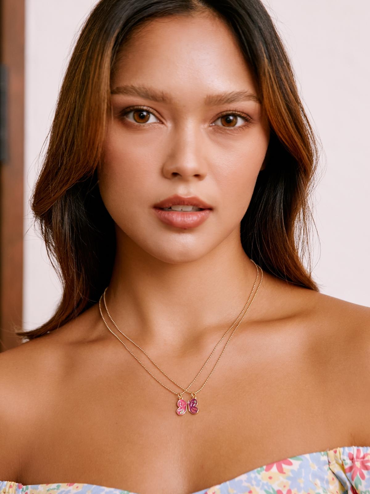 Butterfly Charm Necklace - Multi Color