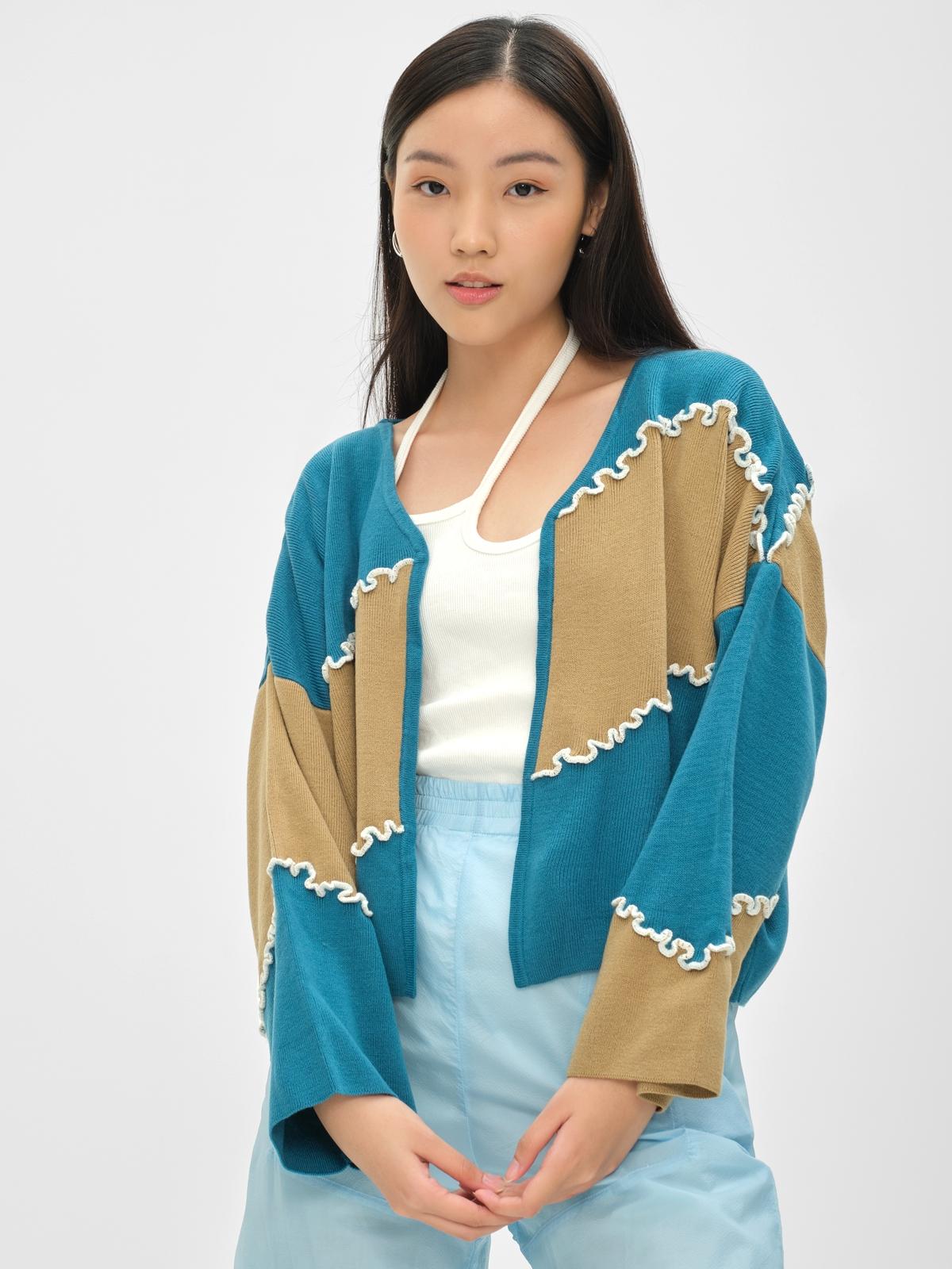 Pomelo Exclusive Montage Cardigan - Cream Blue