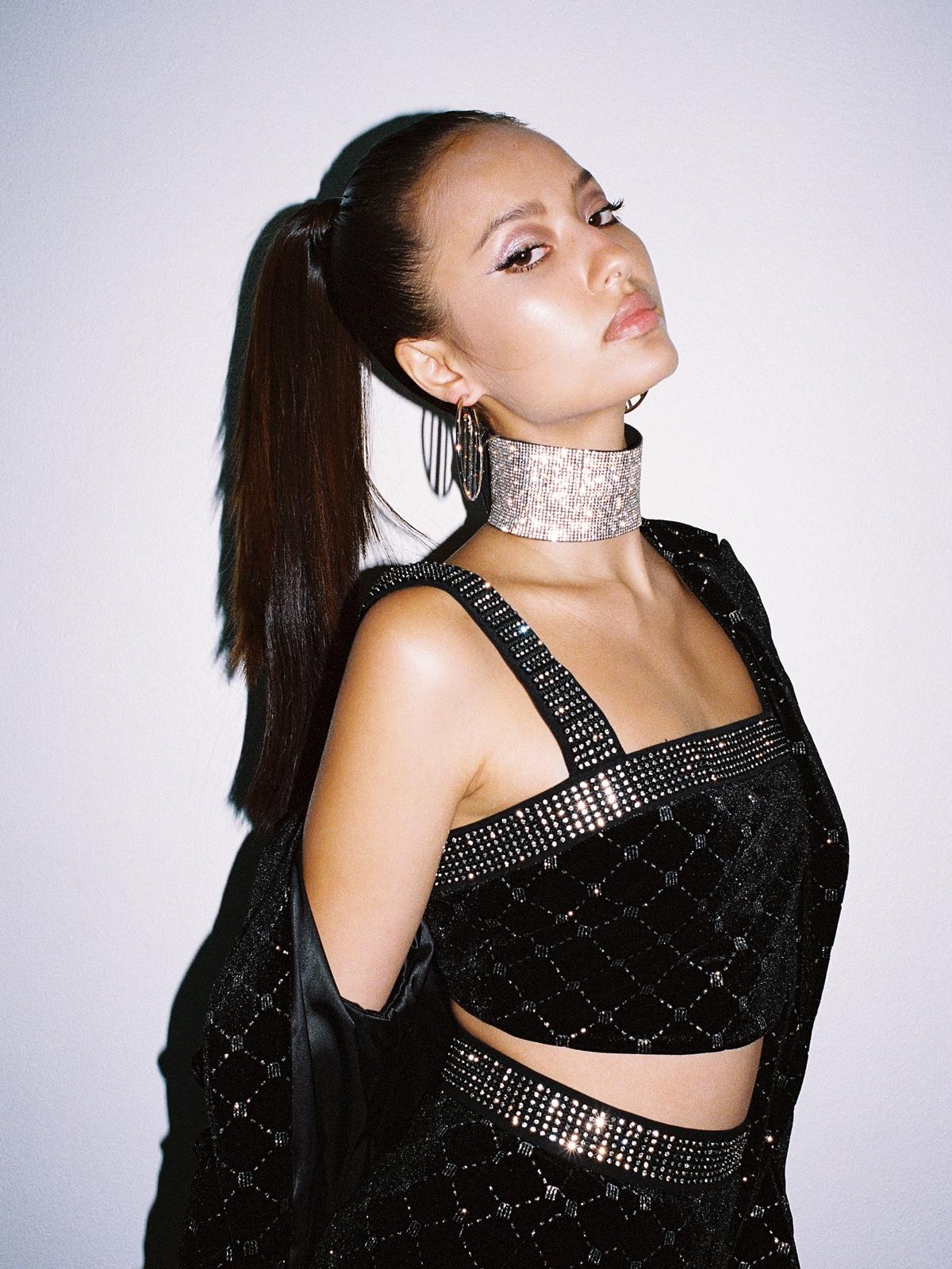 Milin x Pomelo Diamante Embellished Crop Top - Black