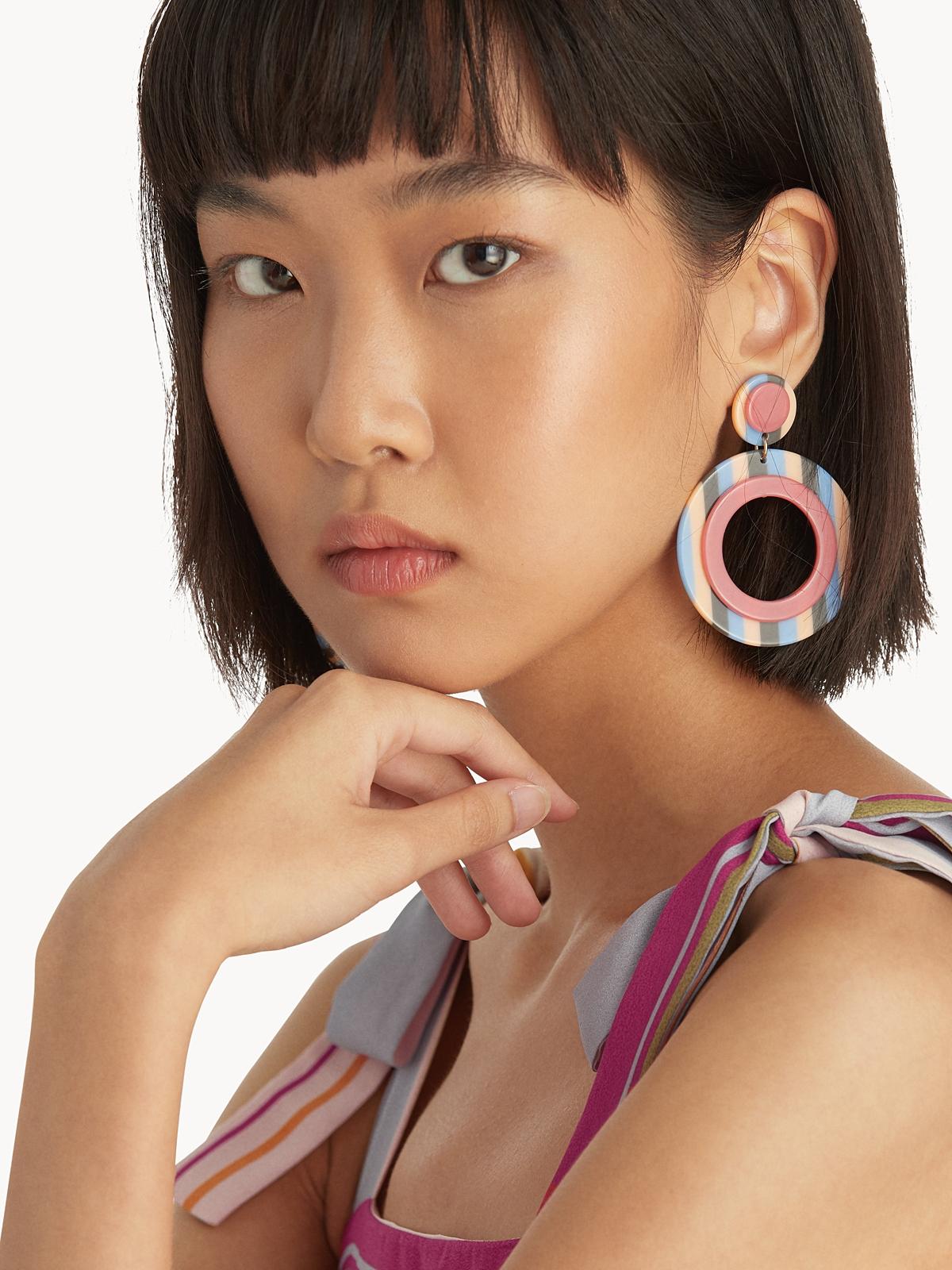 Oversized Circular Drop Earrings - Multi Color