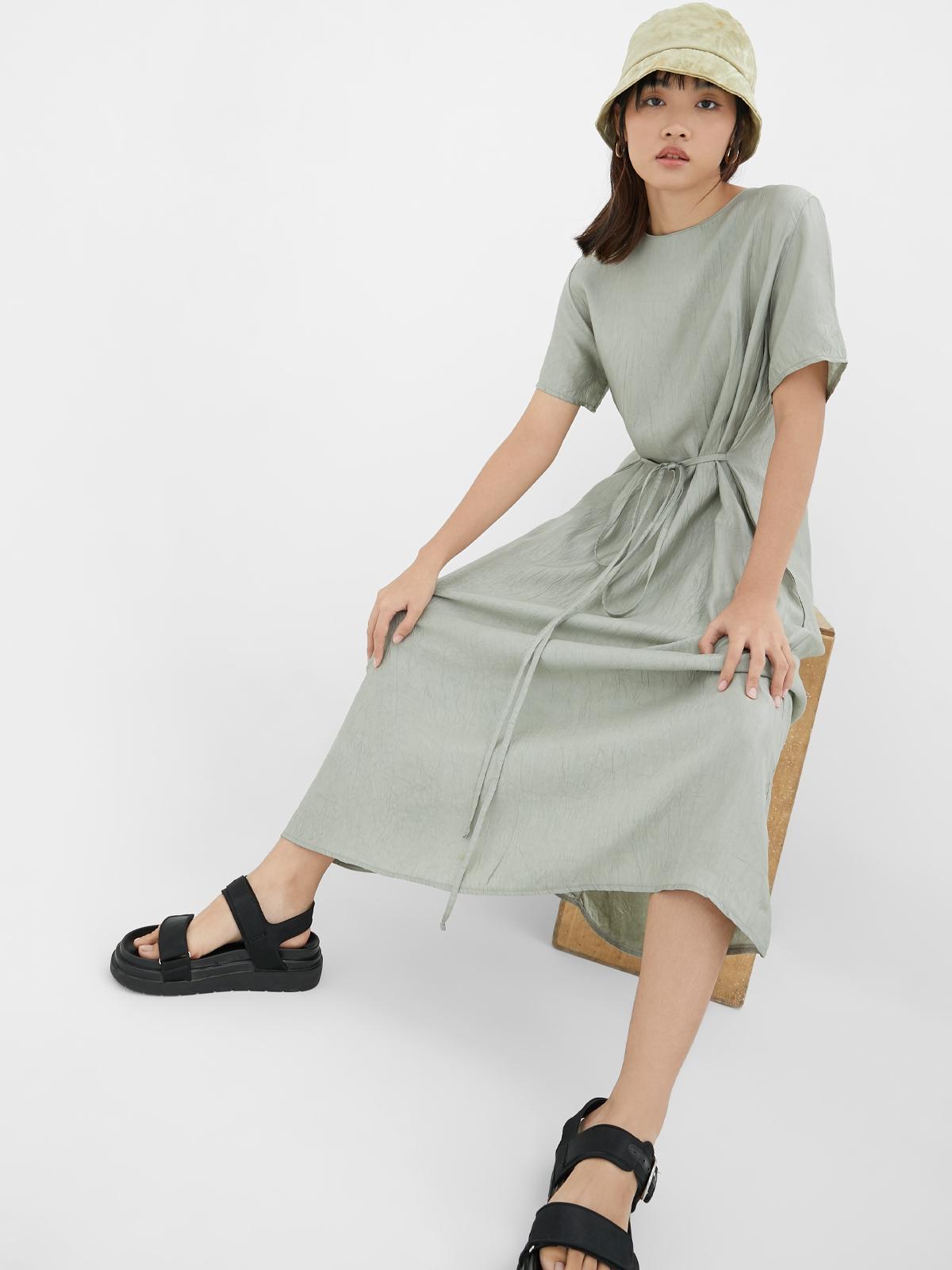 3.3 Field Trip x String Belted Long Dress - Khaki
