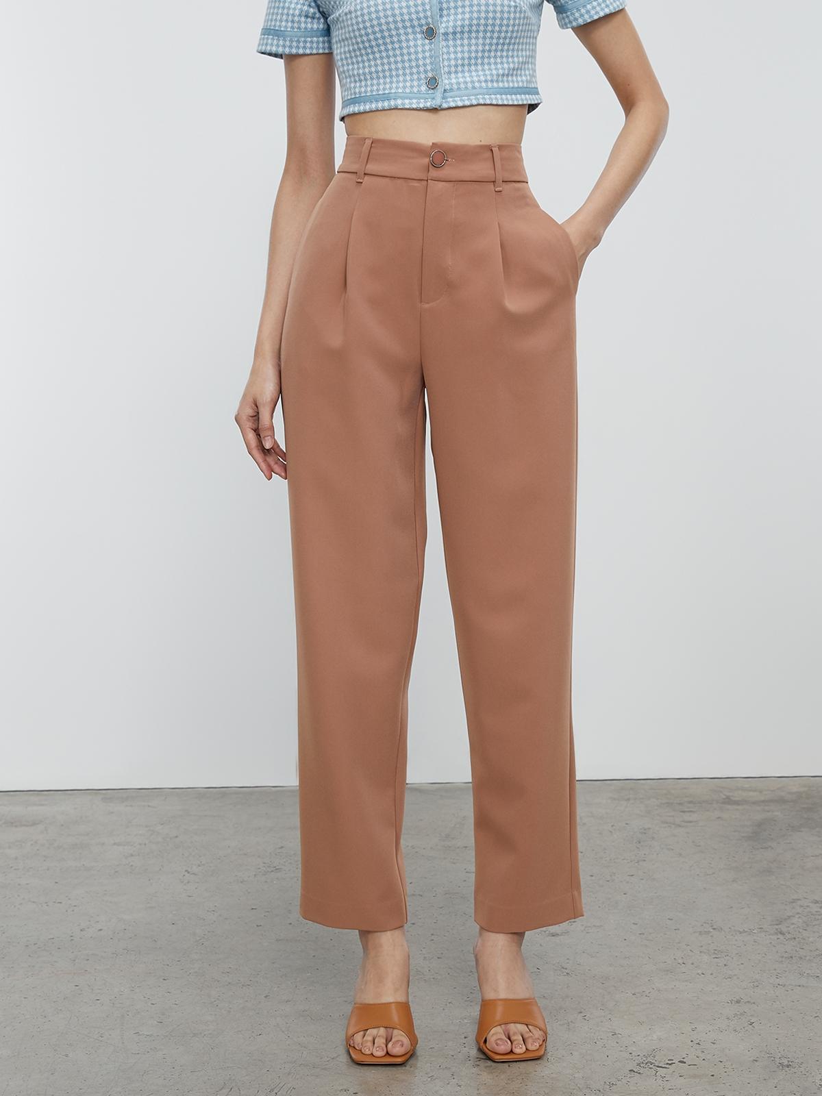 High Waist Trousers - Brown