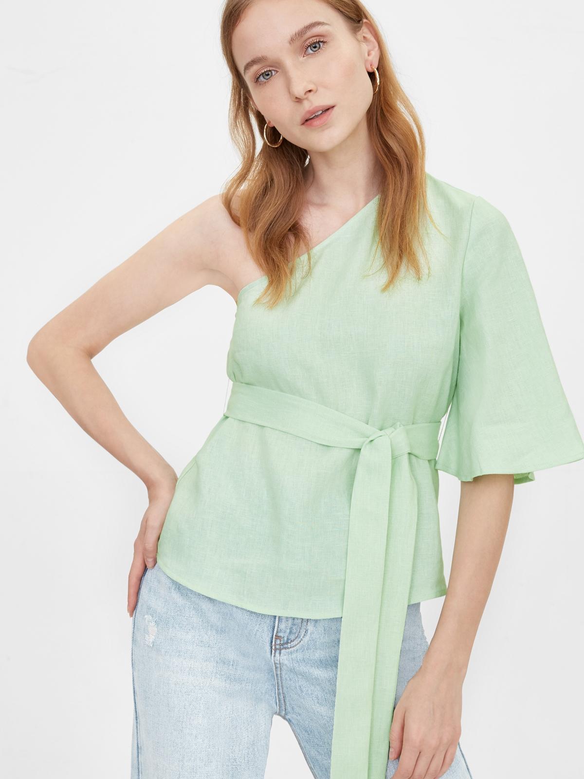 Purpose Flared One Shoulder Top - Green
