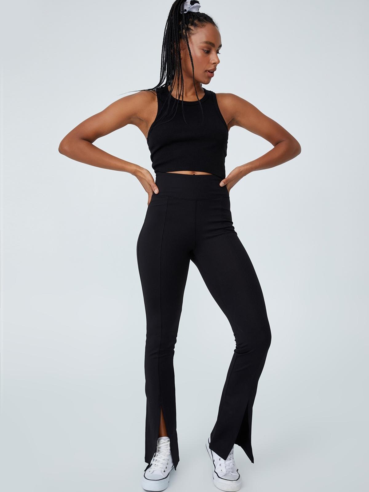 Rib Racer Crop Tank Top - Black