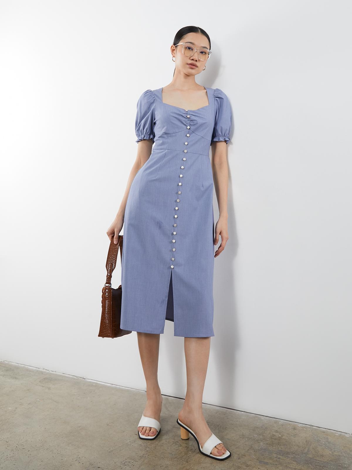 Midi Flared Dress - Blue