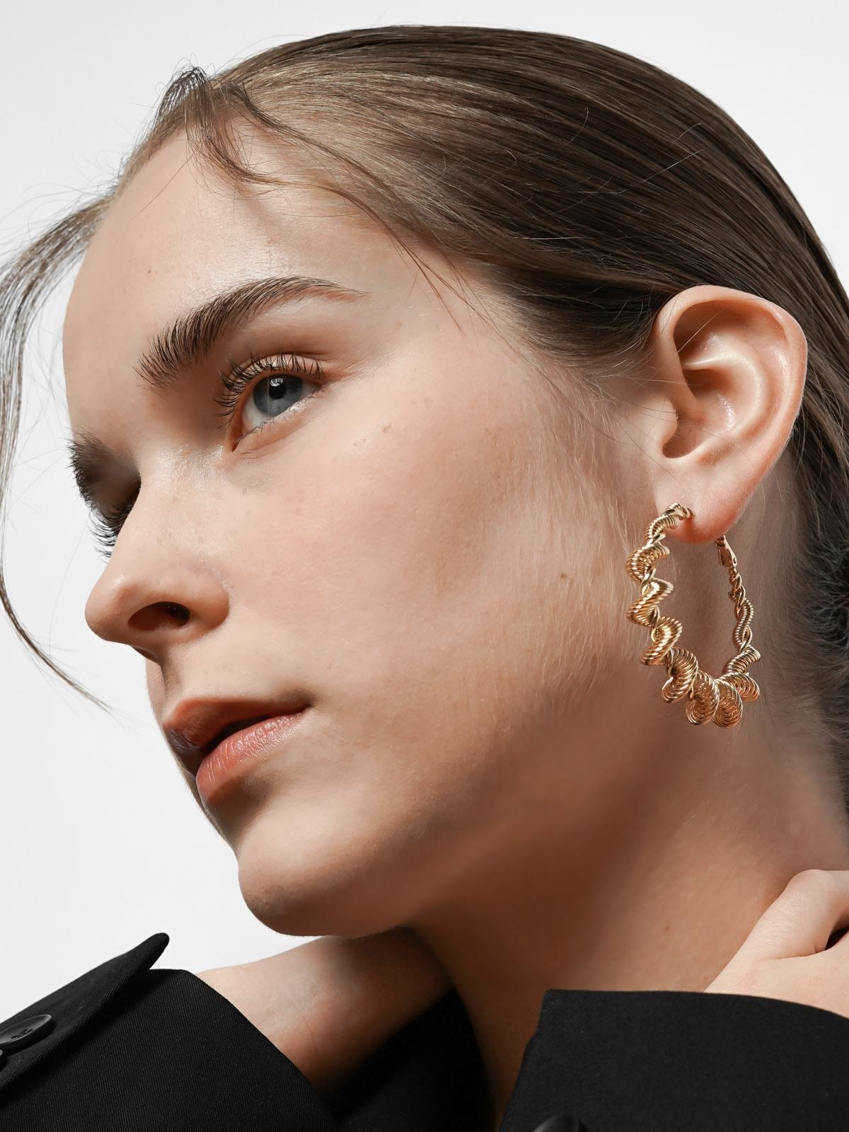 14K Gold OO Twisted Hoop Earrings - Gold